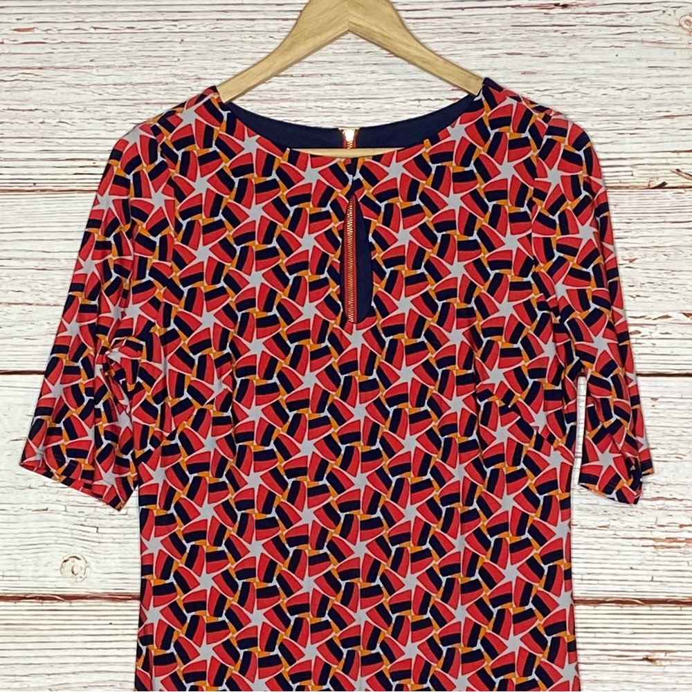 Taylor Geometric Floral Print Short Sleeve Shift Dress Sz 8 - Picture 3 of 12